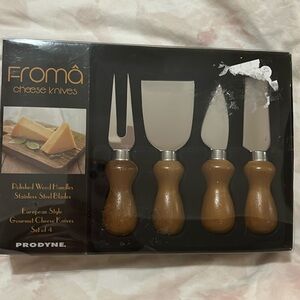 Froma Gourmet Cheese Knives Set of 4 Wood Handle Stainless Steel NIB